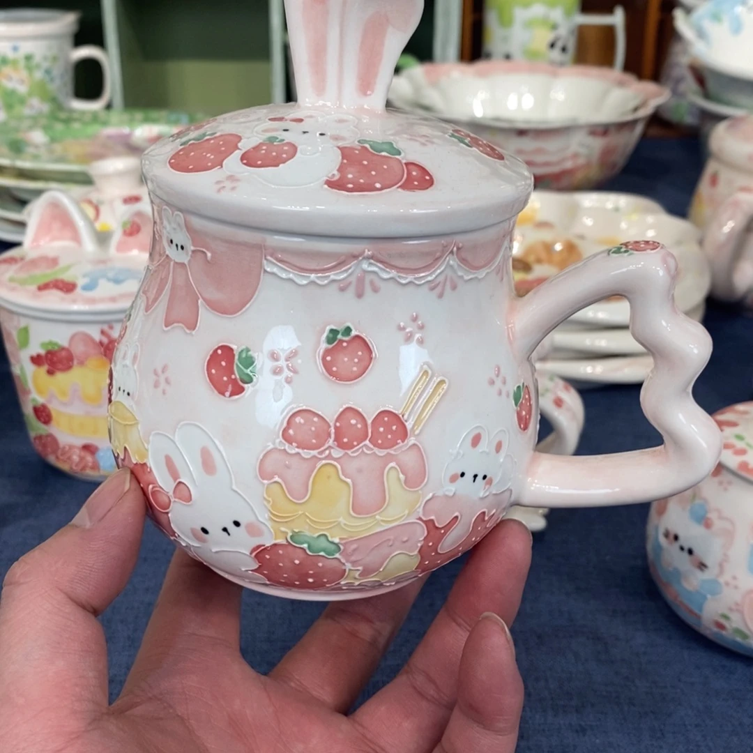 n***n瓷片蛋糕兔子马克杯