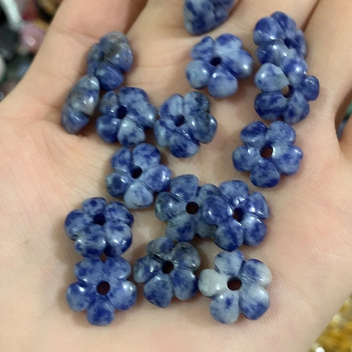 3个蓝纹五瓣花14mm