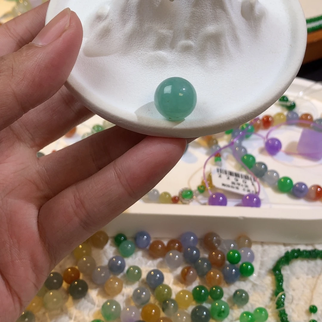 翡翠散珠11.5mm湖水绿单珠