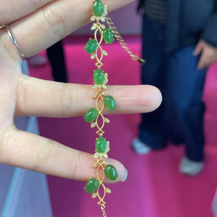 泥***光和田玉银S925镶嵌手链