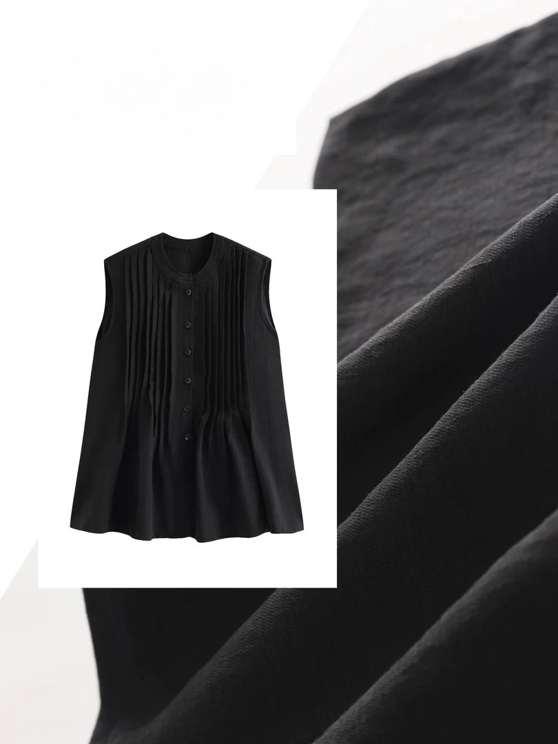 2025年法式气质设计感小众韩系复古宽松夏季欧若风无袖欧若风无袖