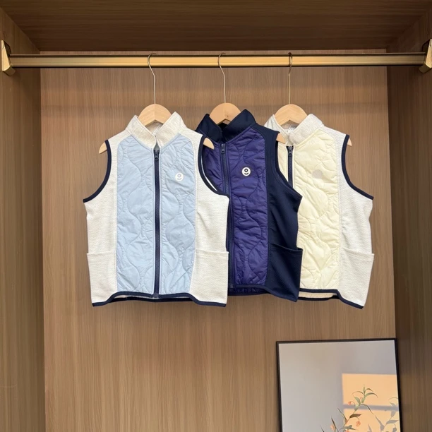 春季儿童半高领拉链拼接马甲外穿内搭中大童男女童上衣