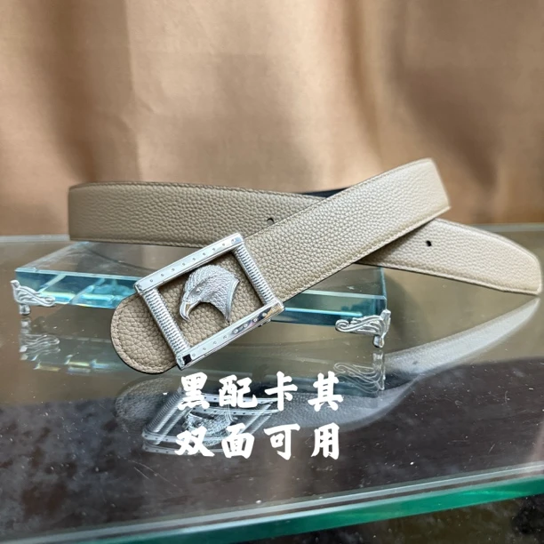 史蒂芬新款百搭男士皮带高档休闲老鹰头牛皮腰带青中老年时尚商务