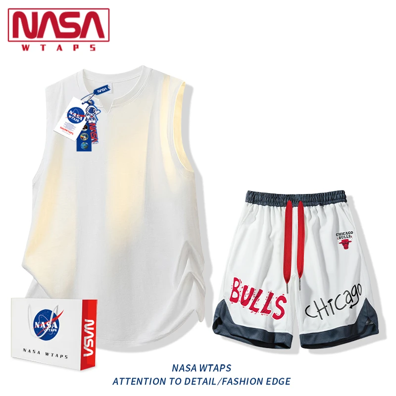 NASA WTAPS美式潮牌背心套装男士夏季冰丝篮球运动休闲速干两件套