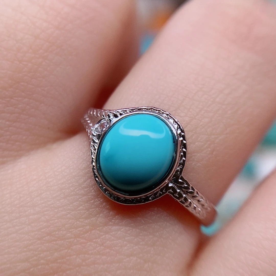 绿松石戒指银S925镶嵌