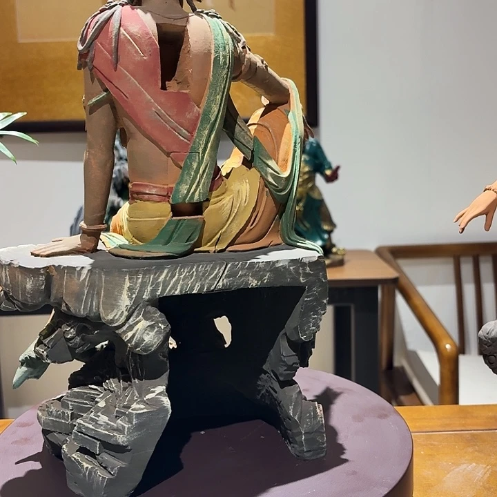 有机玻璃人造石水月观音桌面摆件