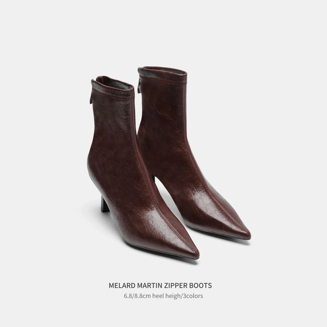 Cihi'Gorotta' 肌理感设计 尖头荔枝纹鞋柜刚需细跟短靴