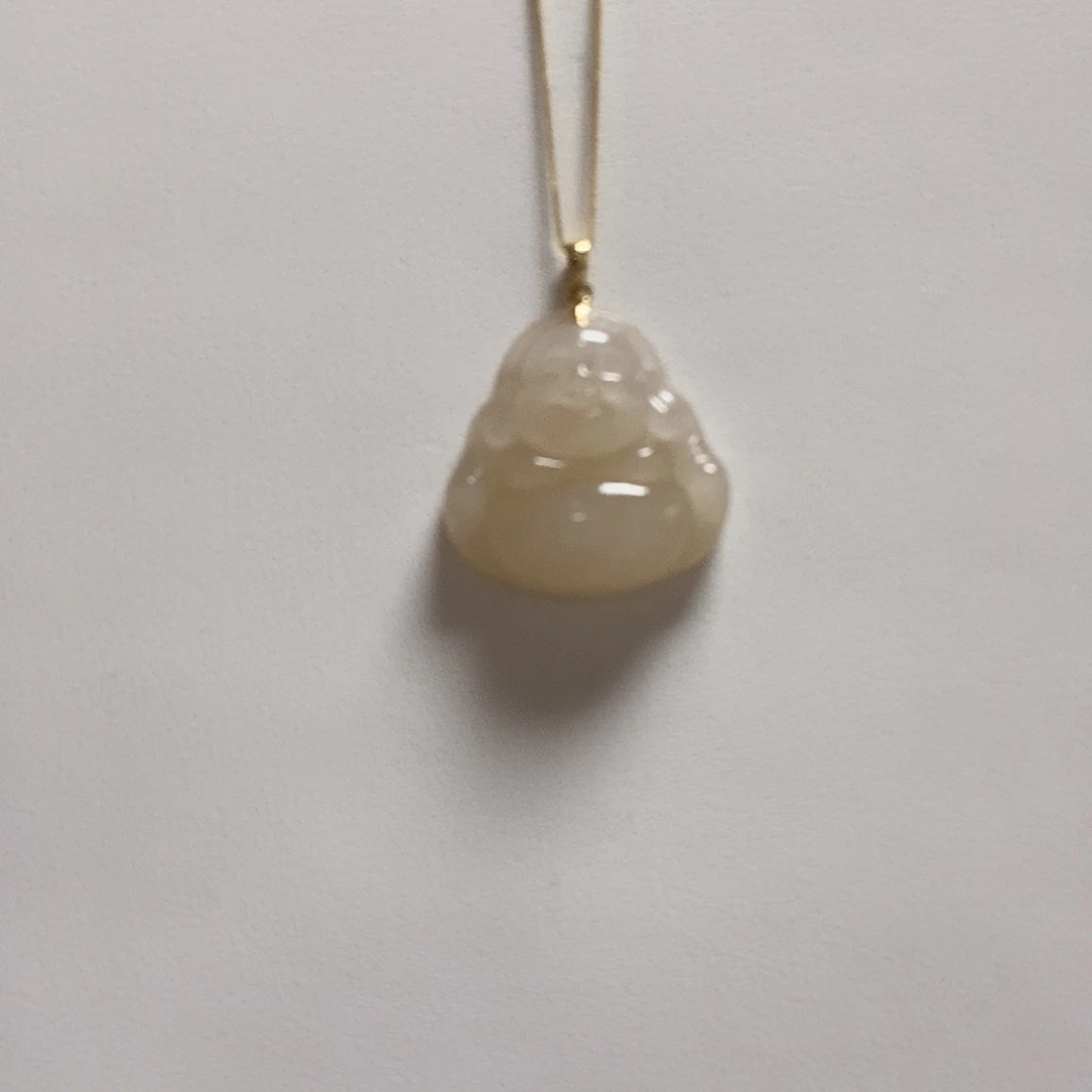 和田玉18K金镶嵌颈饰简单