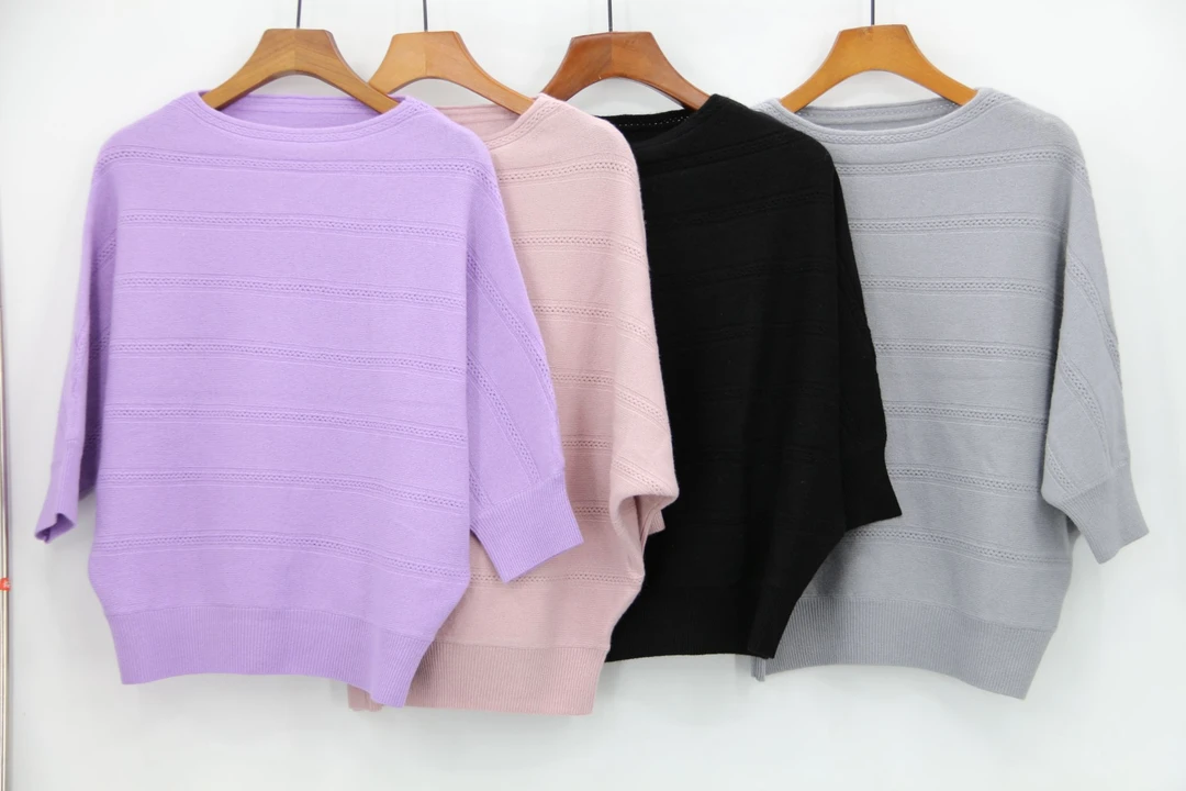 羊绒一字领女半袖