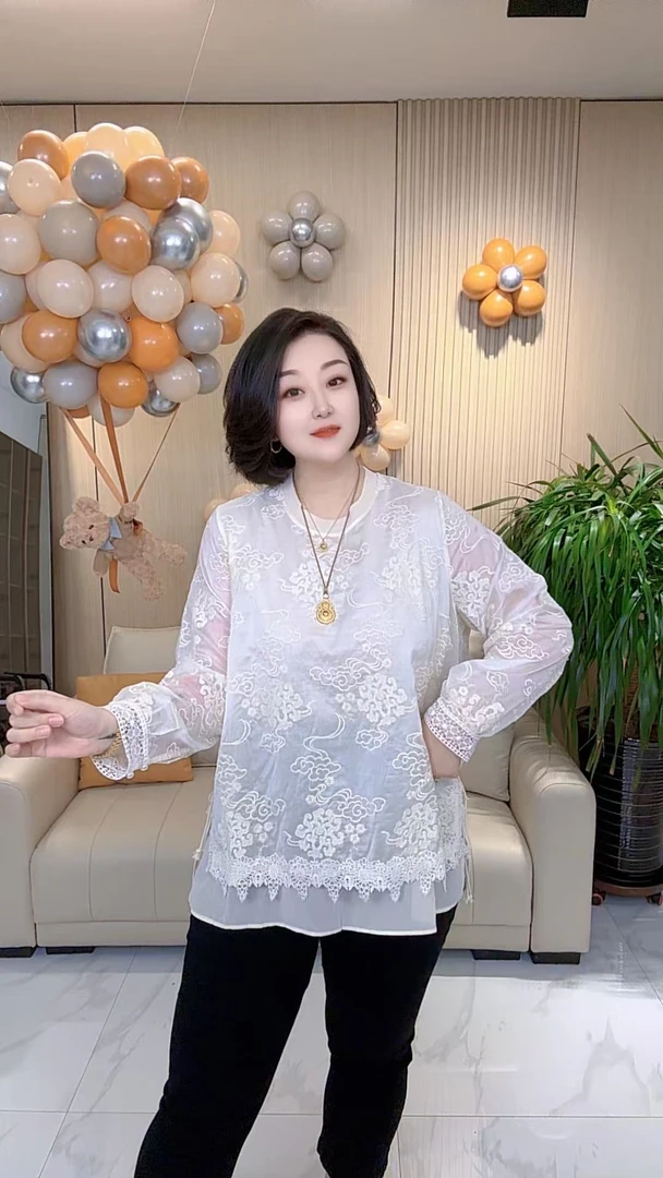 【聪姐推荐】6352时尚提花刺绣洋气T桖（衣长75，胸围130）