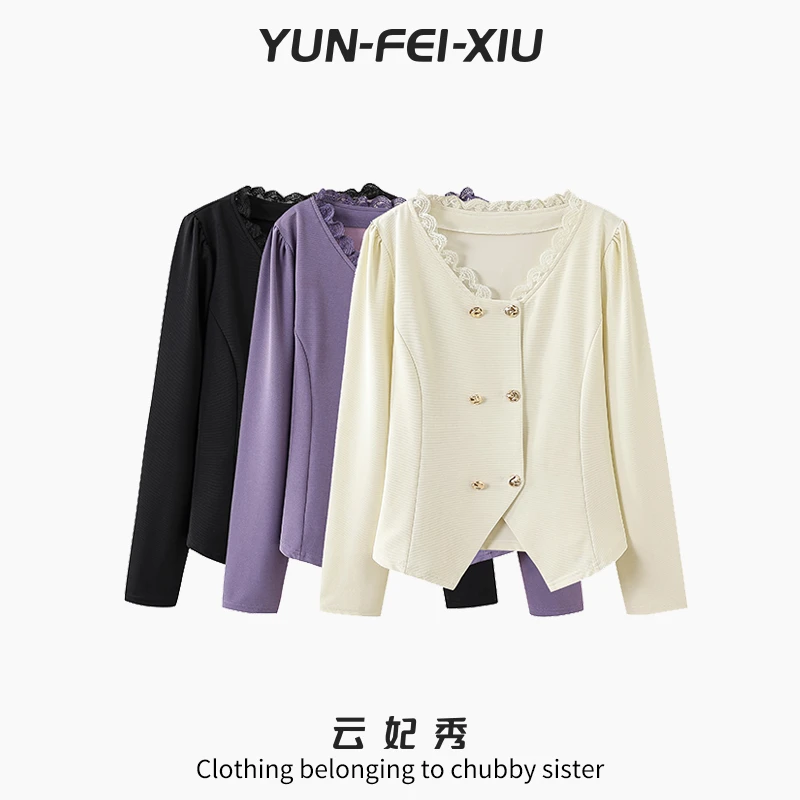 云妃秀大码女装针织衫简约时尚气质显瘦休闲胖妹妹上衣秋21052