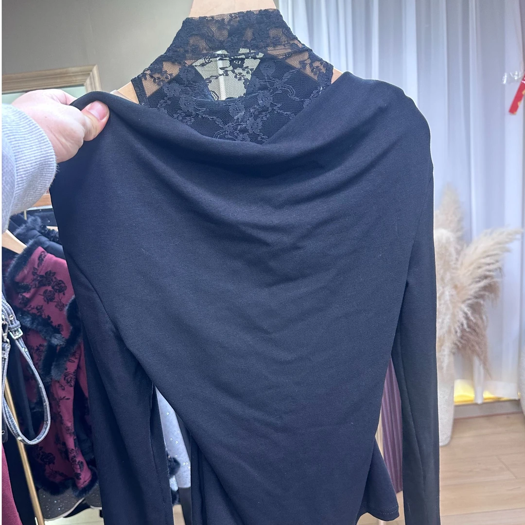 【嘉嘉专享】73022蕾丝套头双层一字肩上衣