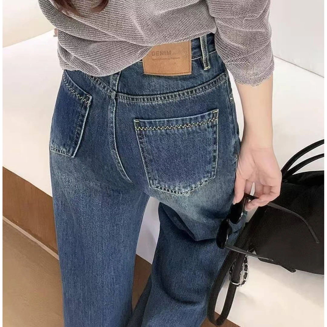 【加绒/不加绒】2025秋冬新款软牛仔裤女显瘦高腰窄版直筒裤显腿长