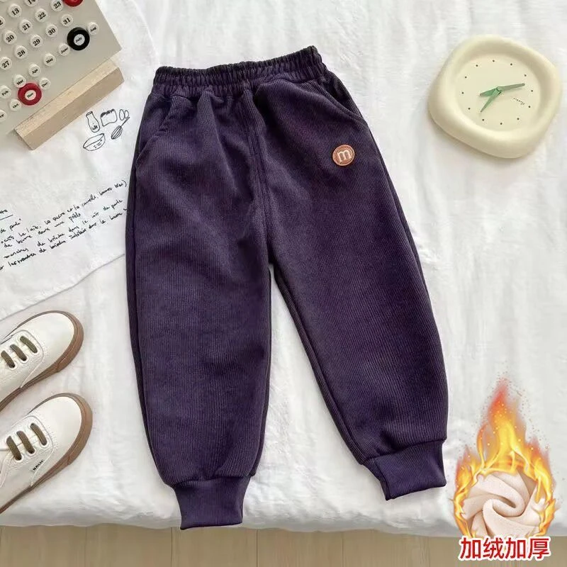 儿童裤子春秋男童女童加绒加厚长裤中大童休闲裤冬季宝宝外穿卫裤