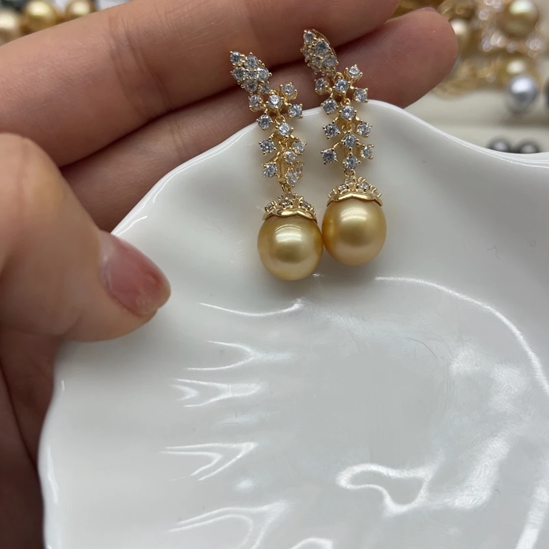 海水珍珠耳饰银S925镶嵌