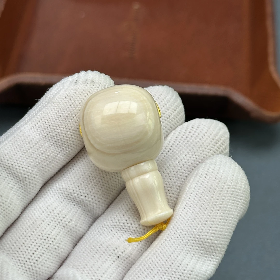 D3432天然猛犸牙藏式芝士皮三通19.7x36.5mm支持鉴定 假一罚四