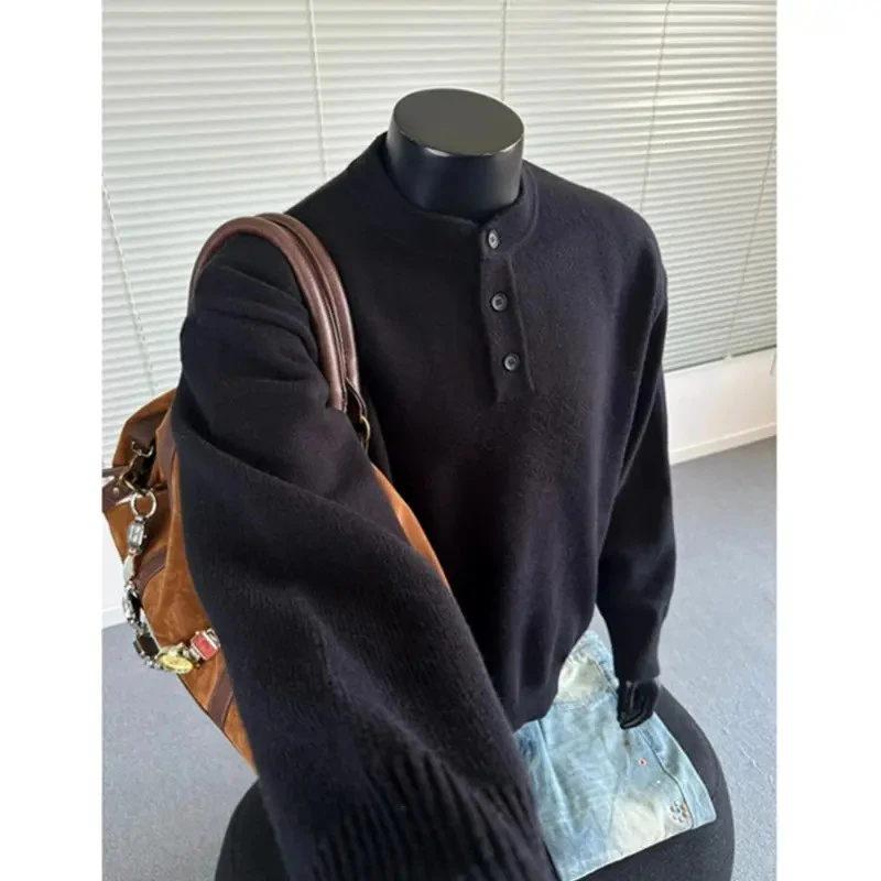 cleanfit亨利领毛衣男士秋冬季时尚百搭针织卫衣高级感内搭打底衫