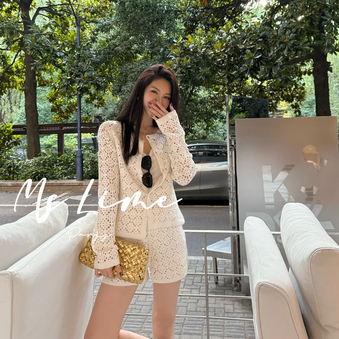 王嬛嬛MsLime25年夏款【白羽】100%进口棉毛织套装 HD2C0055