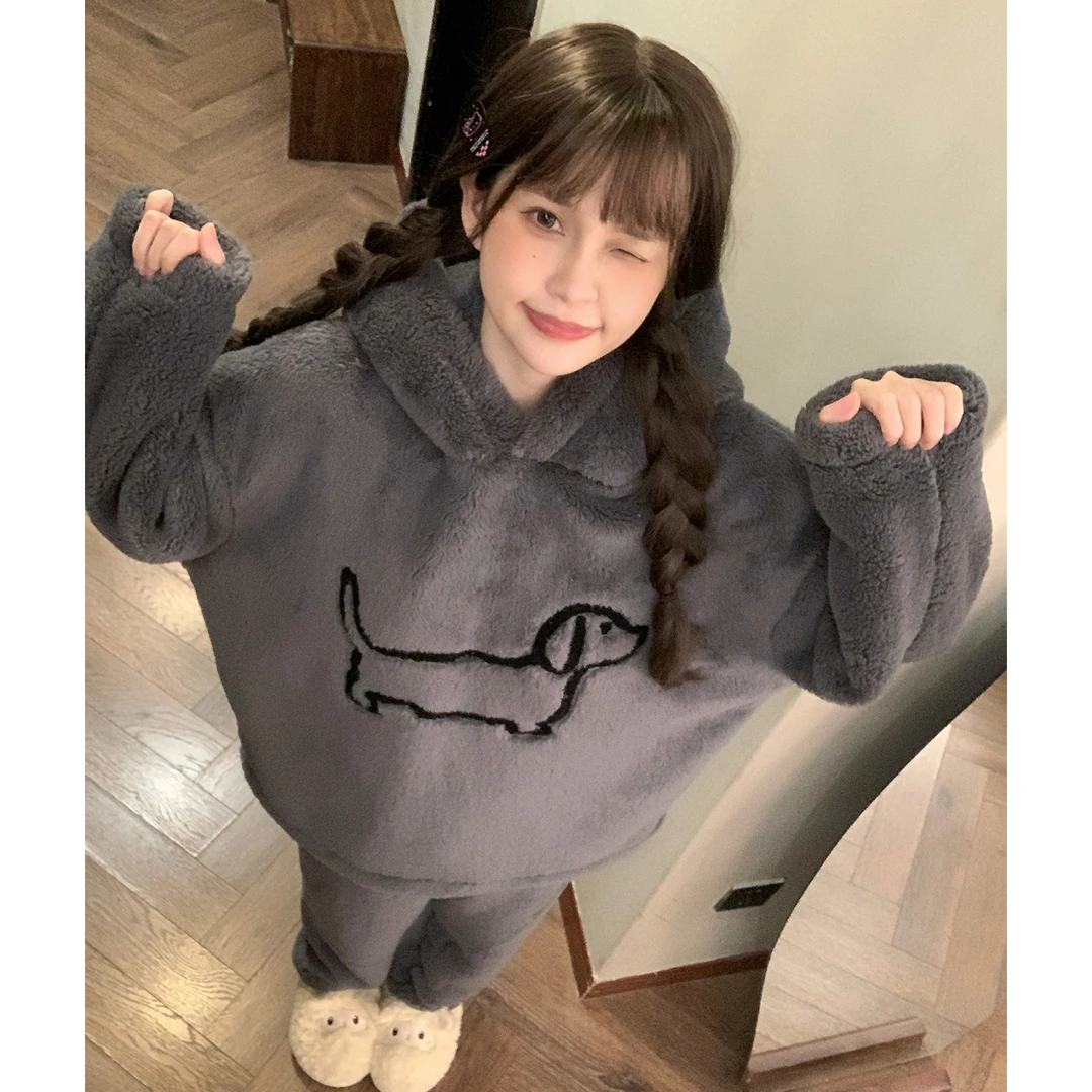 珊瑚绒睡衣女秋冬2025年新款加厚加绒法兰绒保暖家居服可外穿套装