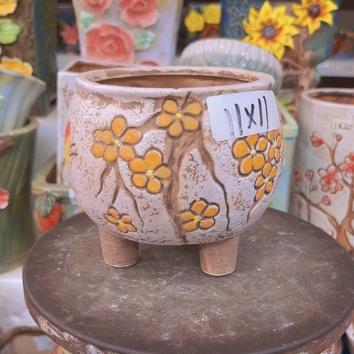 紫砂花盆粗陶材质与多肉花盆