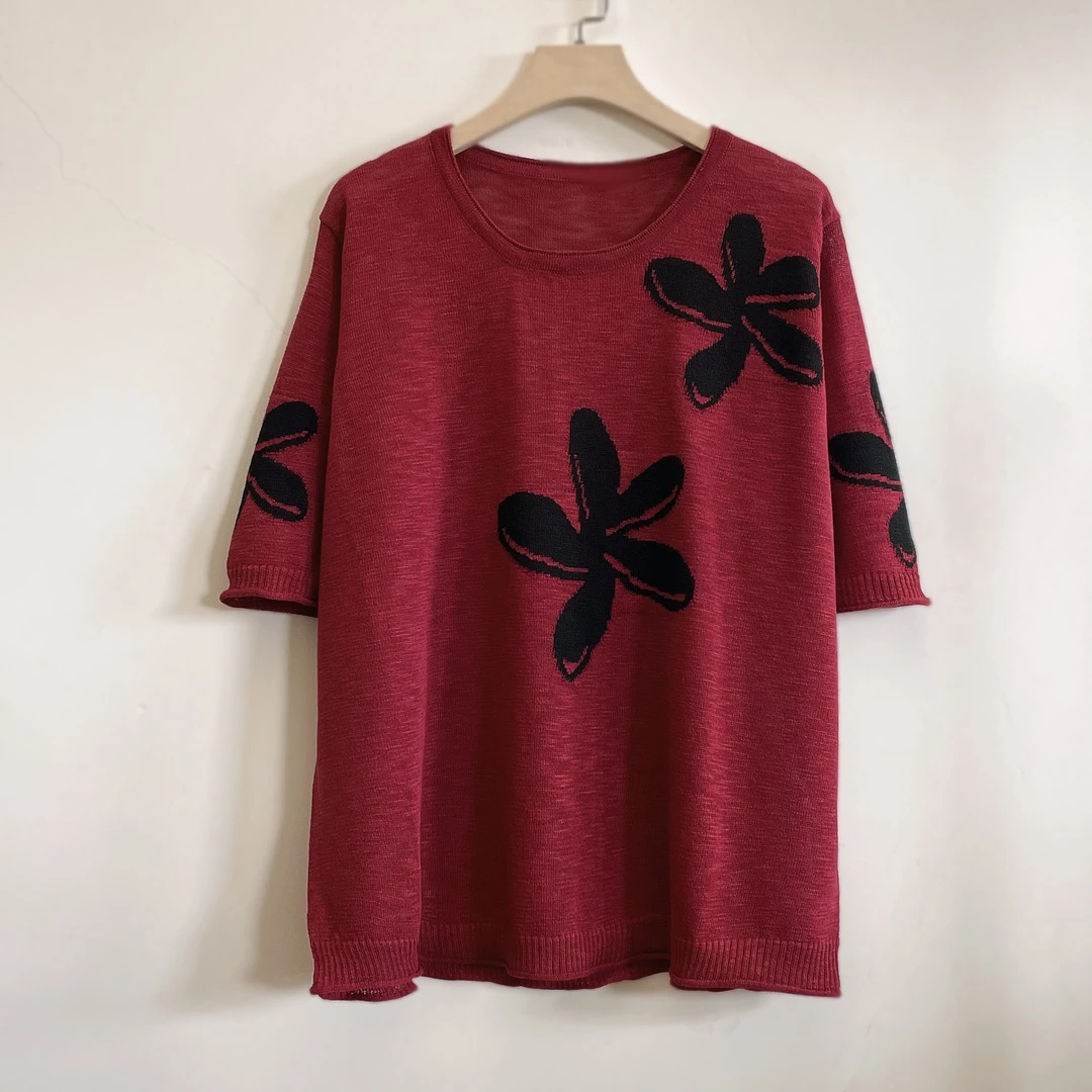 年轻中年妈妈装夏季气质显瘦休闲针织短袖T恤2025新款YX105581