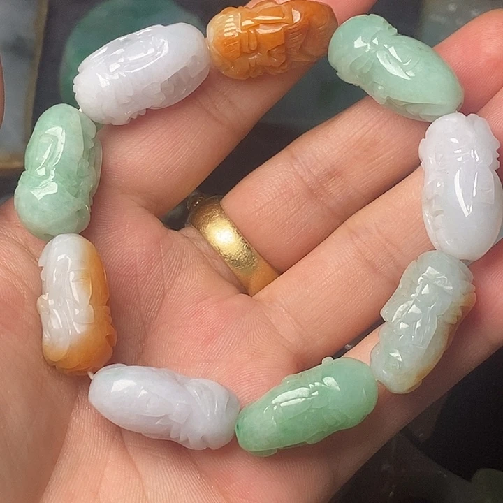 未镶嵌手链翡翠缅甸翡翠十八罗汉多宝手串