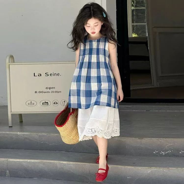 女童套装夏款2025新款洋气童装小女孩夏季背心半身裙儿童两件套薄