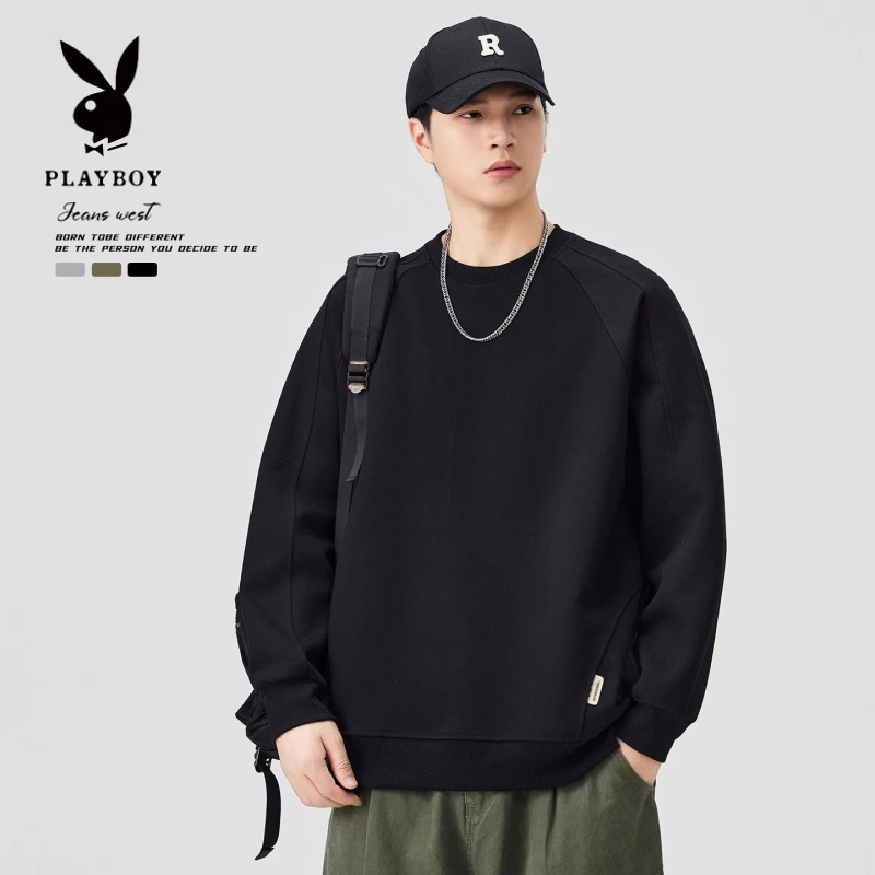 花花公子美式痞帅休闲卫衣男款秋季2025新款潮牌宽松长袖T恤上衣