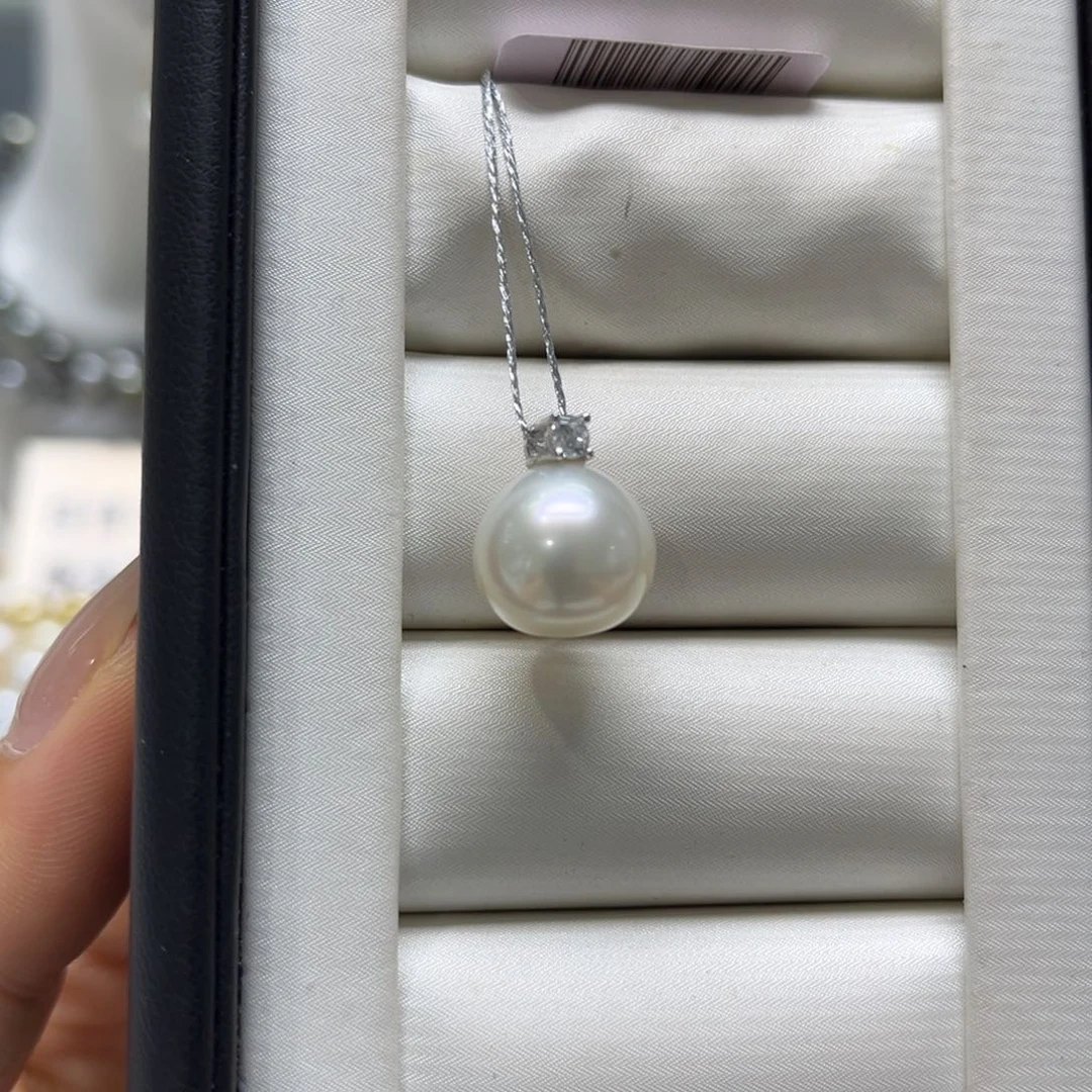 海水珍珠银S925镶嵌吊坠(不含链)12-13mm