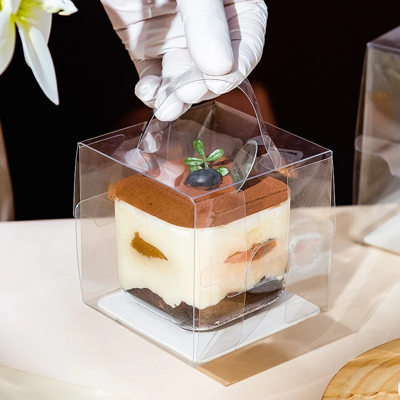 透明蛋糕包装盒子手提小2四3五4六5寸6加高爆浆巴斯克切块西点盒