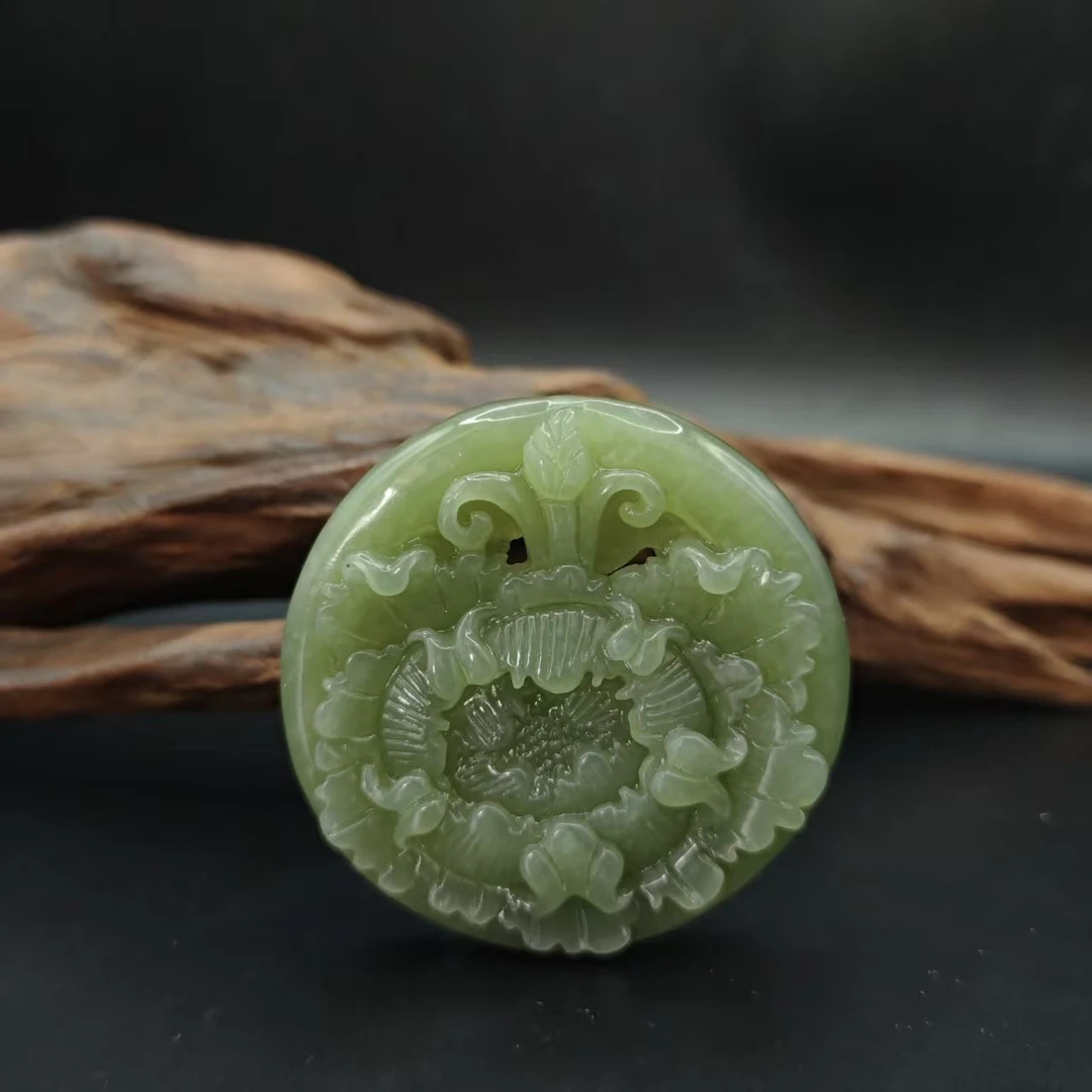 Z和田玉花开富贵吊坠0379