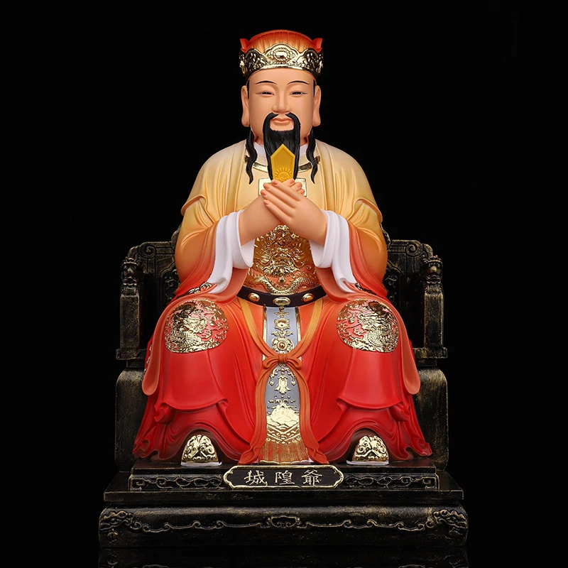 树脂中式新款纯手工工艺品城隍爷神像摆放客厅装饰极彩古彩工艺