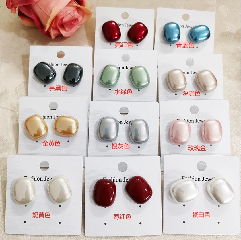 铜合金耳饰 百搭气质大方块耳钉609