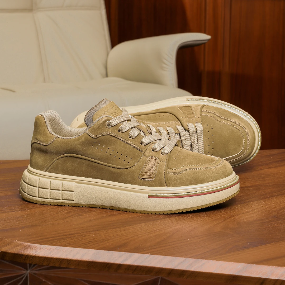 Louis Fordea/路易弗狄男士真皮板鞋干净感痞帅男鞋运动休闲鞋男