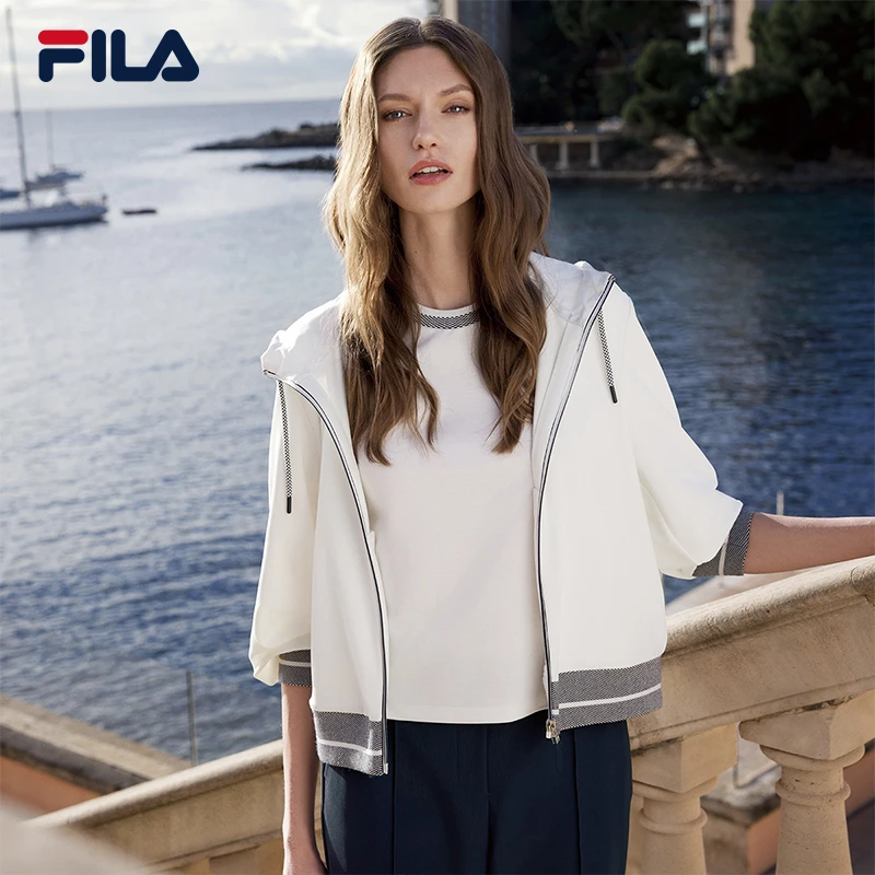 Fila/斐乐【防晒透气】女连帽外套夏季新款休闲简约长袖针织上衣