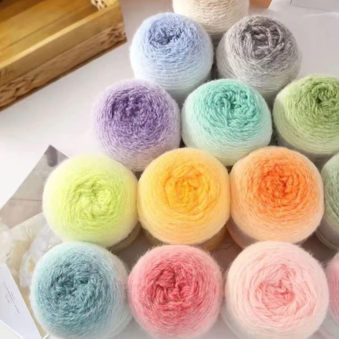 轻岚渐变长绒魔法球花束玫瑰花束礼物diy材料编织手工编毯子