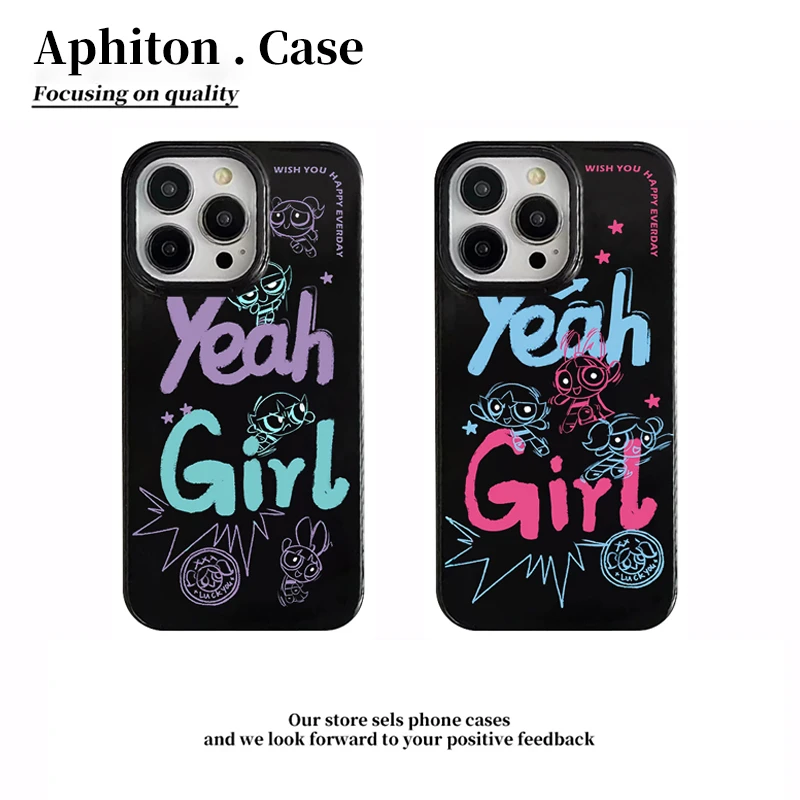 奥菲顿潮酷英文飞天女警用苹果16果冻手机壳华为P70vivoppo小米15