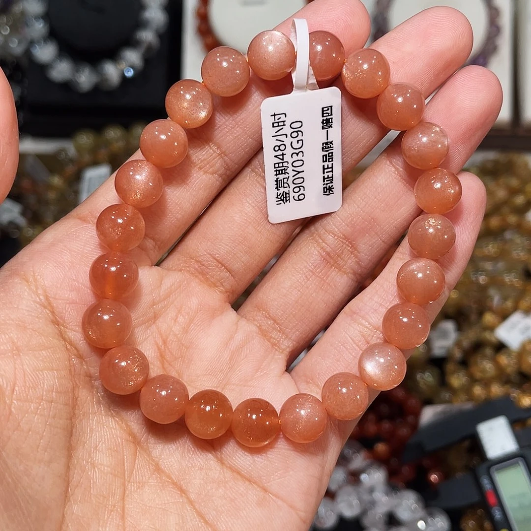 未镶嵌手链长石橙月光8mm