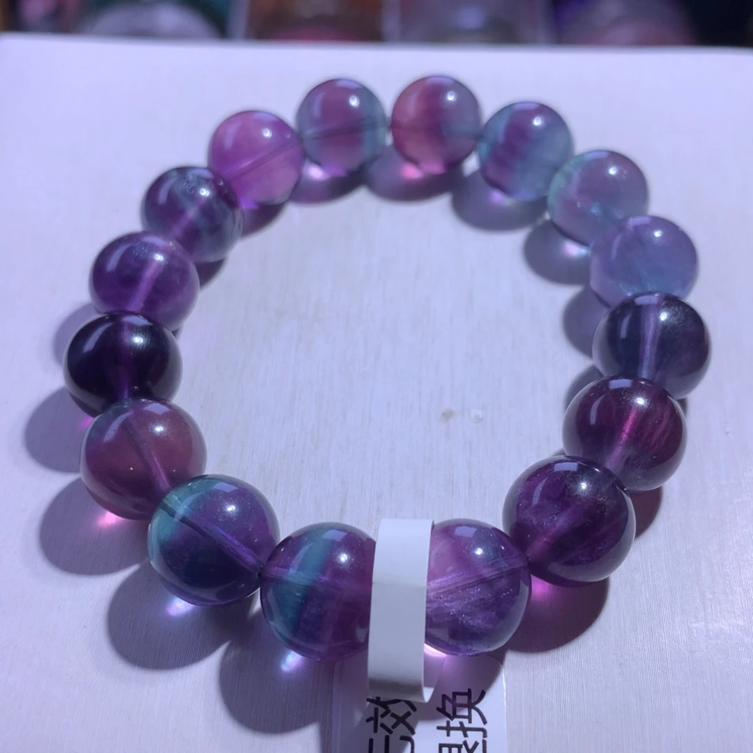 银S925镶嵌手串水晶萤石13m