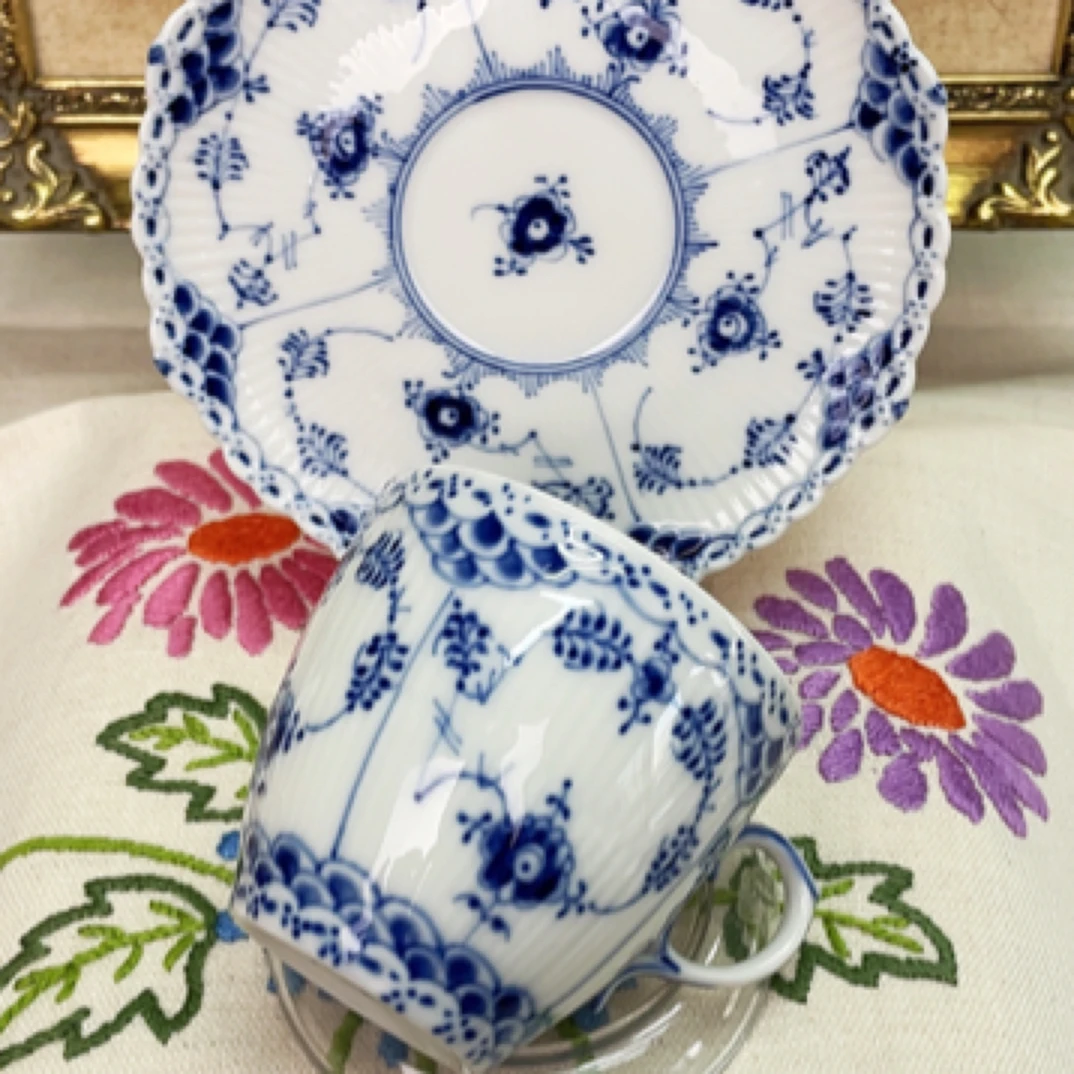 皇家哥本哈根全蕾丝手绘咖啡杯一杯一碟丹麦原产一等全品