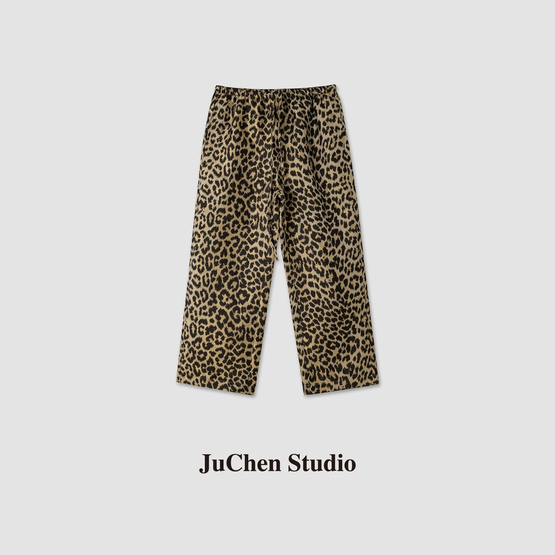 “金钱豹”千禧风色织豹纹松紧腰休闲时髦九分裤 FW064708