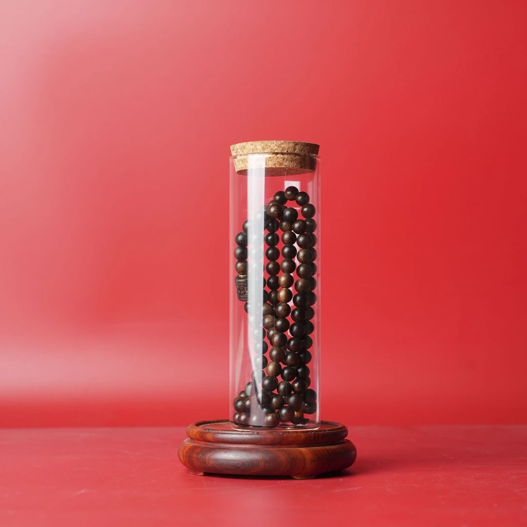 【沉水】越南芽庄紫奇楠沉香玉化瘤疤老料0.8*108祥云桶珠设计款