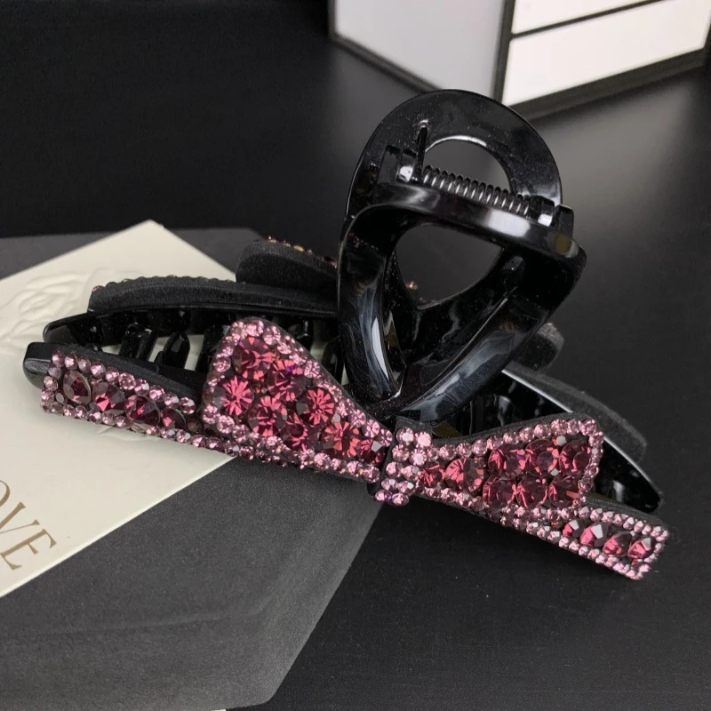 K488【金闪闪】12厘米乌梅紫酱蝴蝶结抓夹