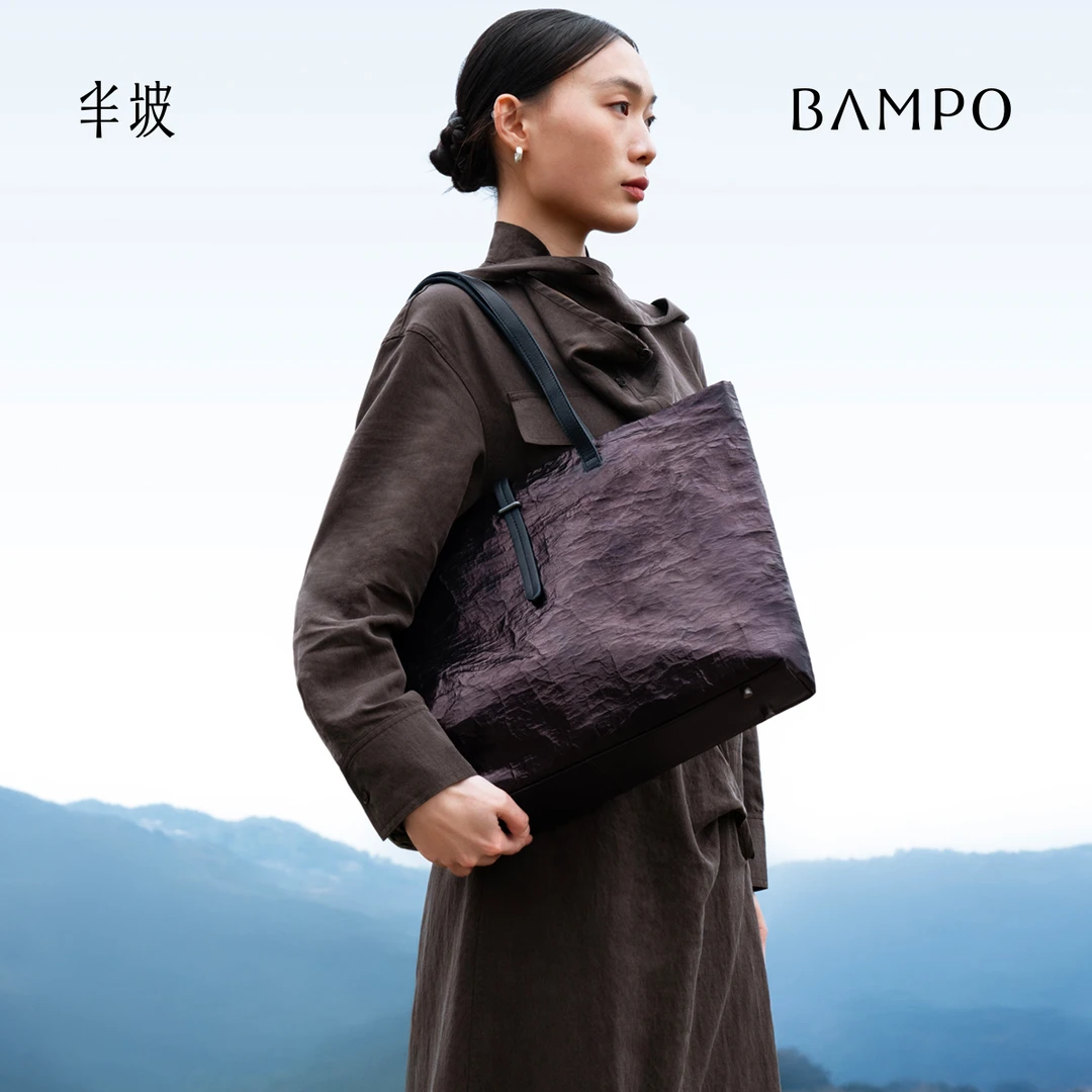 BAMPO半坡侗布轻奢休闲羊皮革2025新款大容量hobo托特女士单肩包