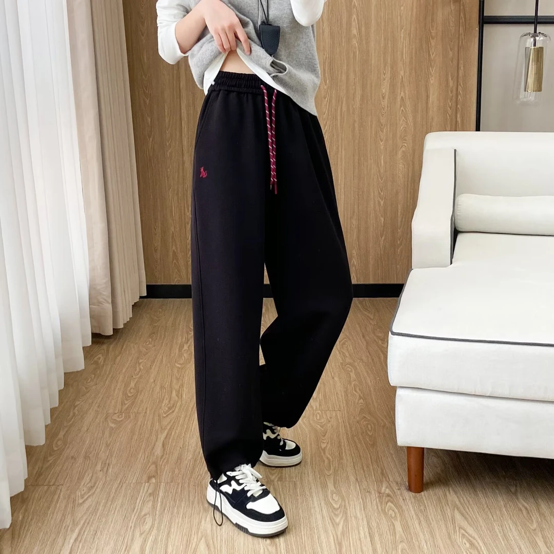 大码女装 腰70-120 刺绣直筒休闲裤9531#