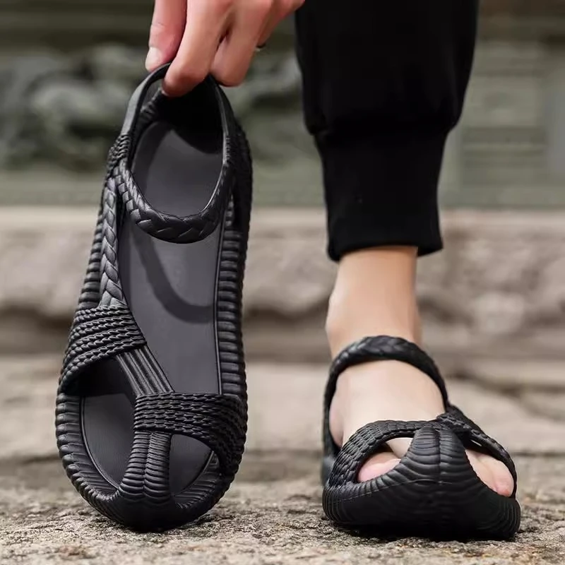 草鞋男款夏季镂空手工编织罗马凉鞋越南拖鞋软底复古个性沙滩凉拖