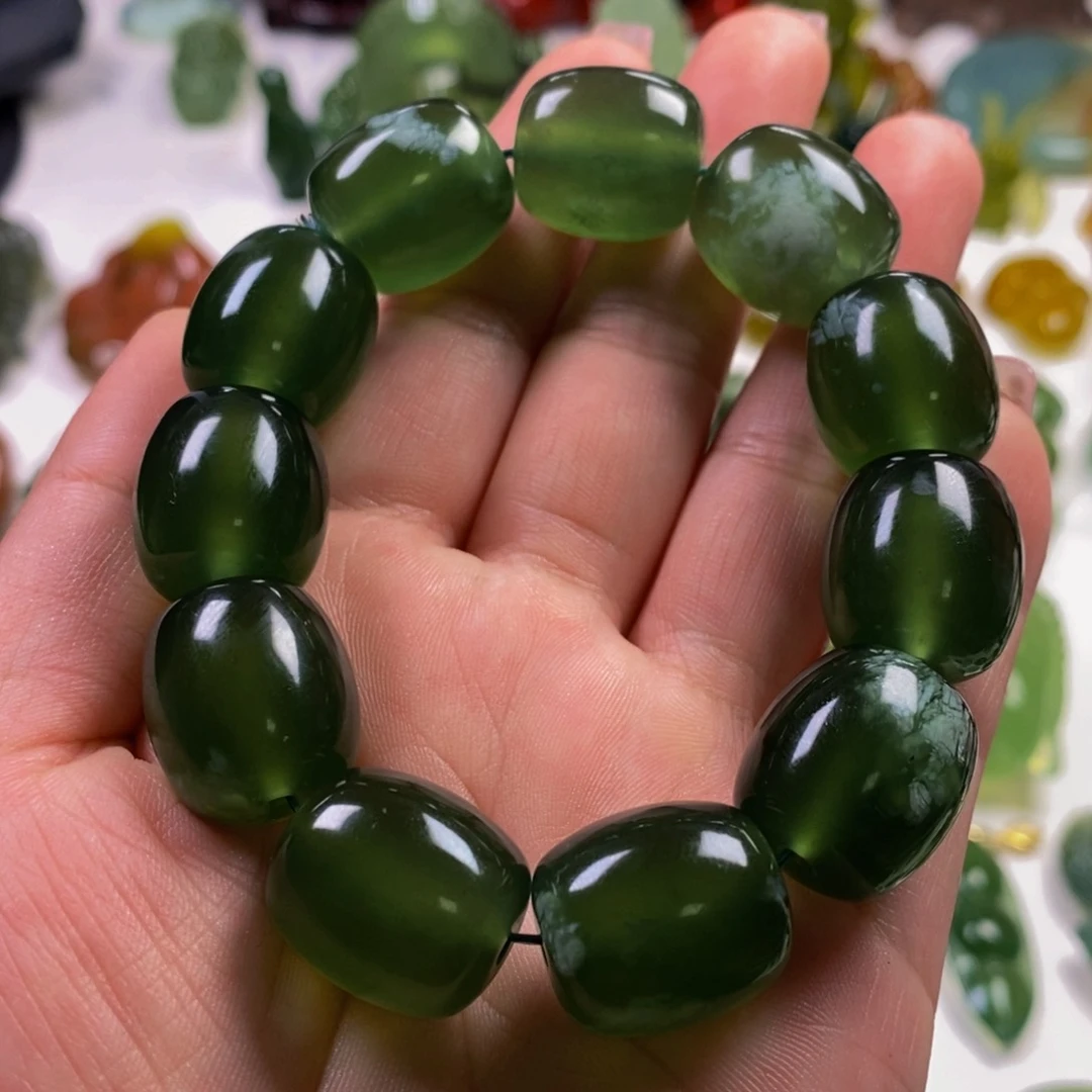 蛇纹石玉手链未镶嵌用****9