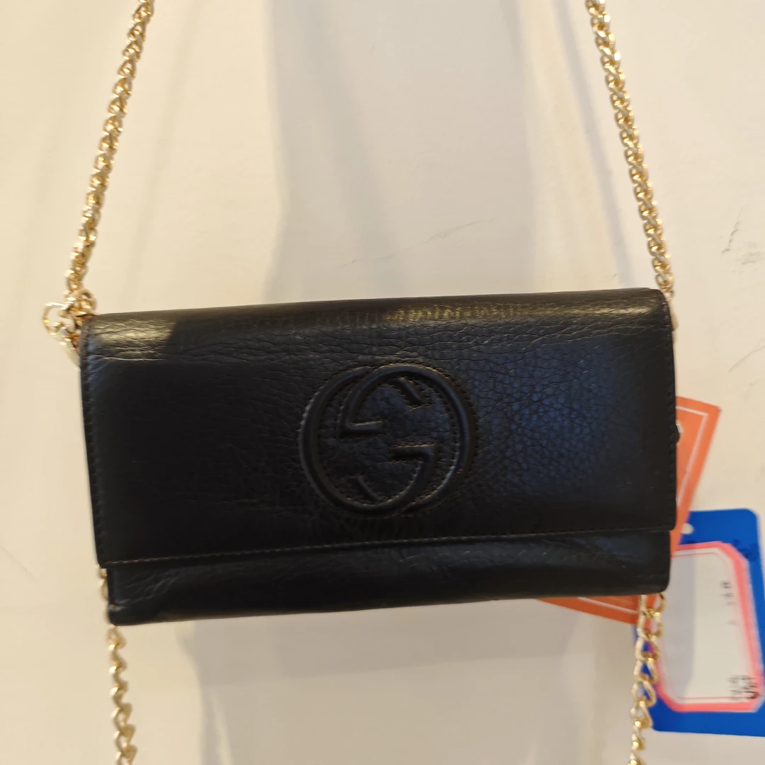 95新 GUCCI/古驰 黑金链条包/BB03227030/7030/护