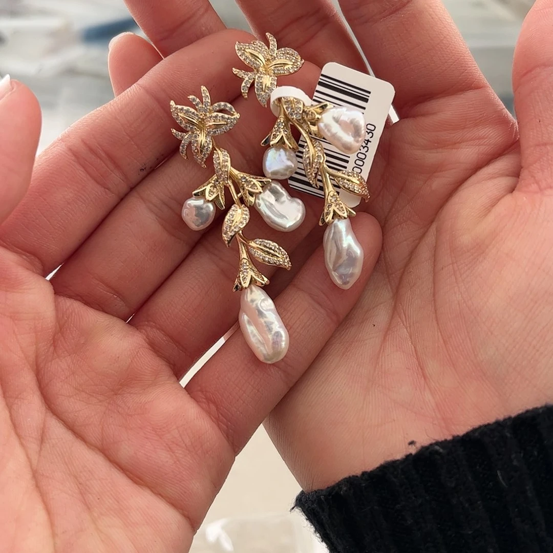 淡水珍珠耳饰合金