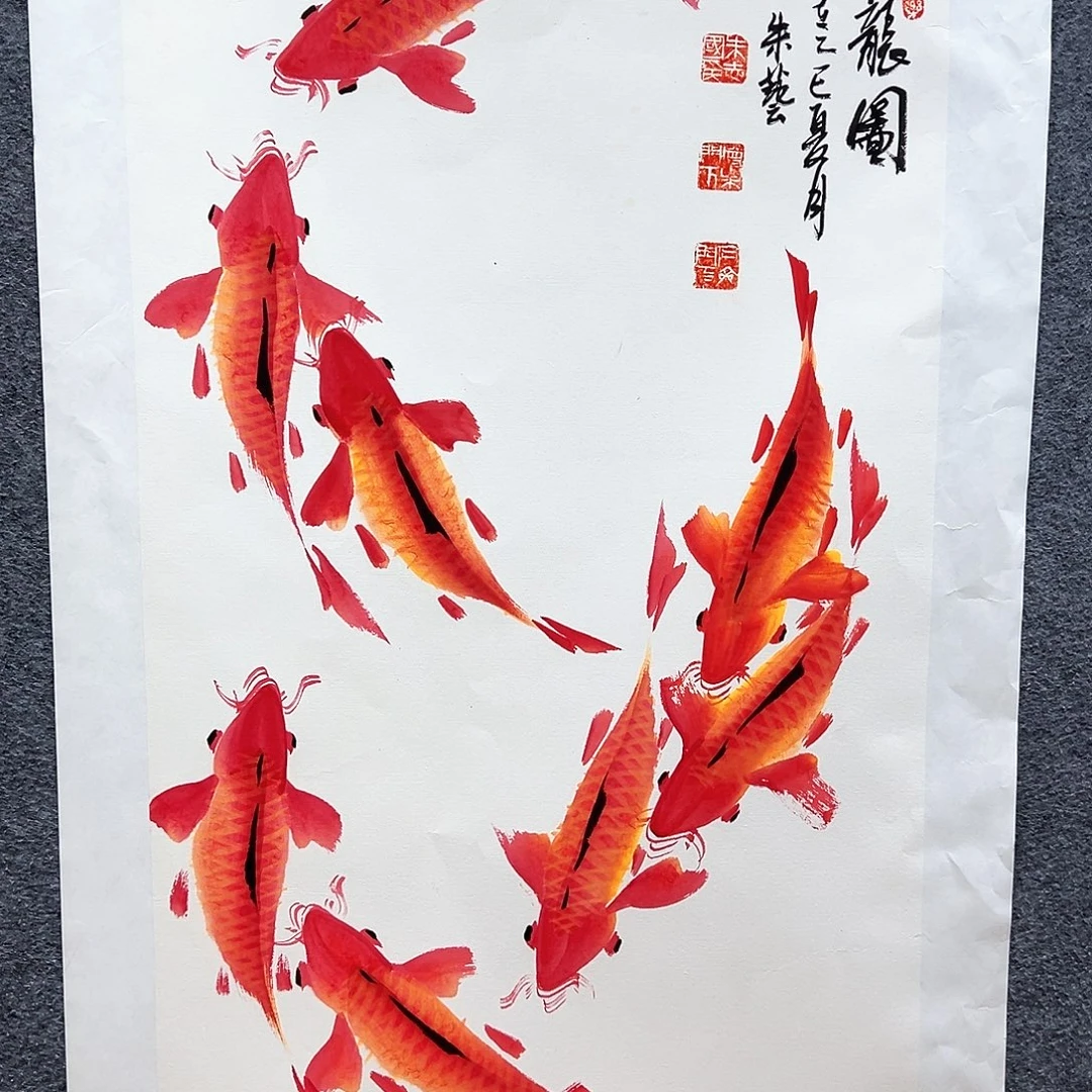 国画知鱼之乐纯手绘画